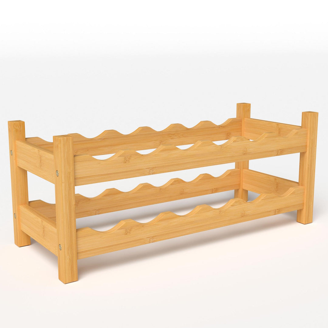 Giantex Bamboo Wine Rack, 2/3 Tier 12/18 Bottle Wine Storage Cabinet Shelf