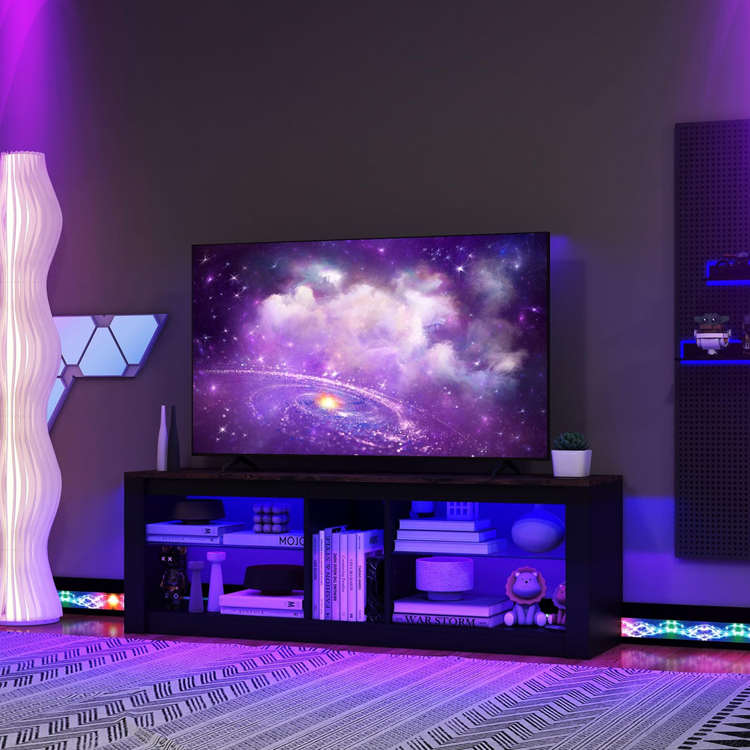 Giantex 55" LED Light TV Stand - Media Console for TVs up to 65 inches