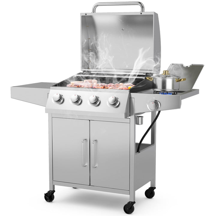 Giantex 4-Burner Propane Gas Grill with Side Burner Stainless Steel Outdoor BBQ Grill