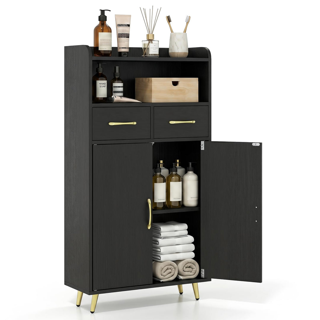 Giantex Freestanding Bathroom Storage Cabinet with 2 Drawers and 2 Doors