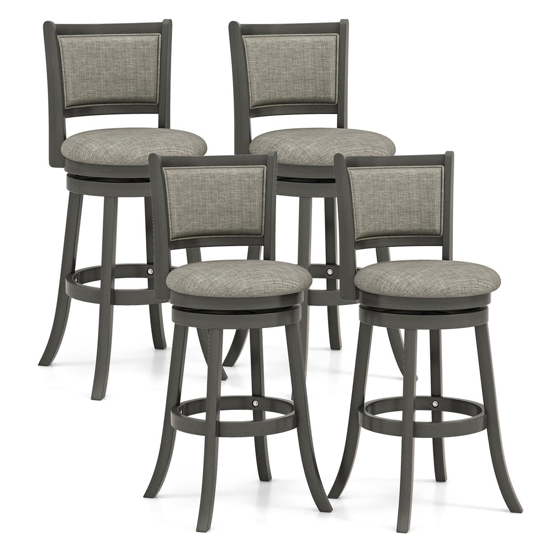 Giantex Swivel Counter Height Bar Stools Set of2/ 4, Upholstered Vintage Barstools w/Back