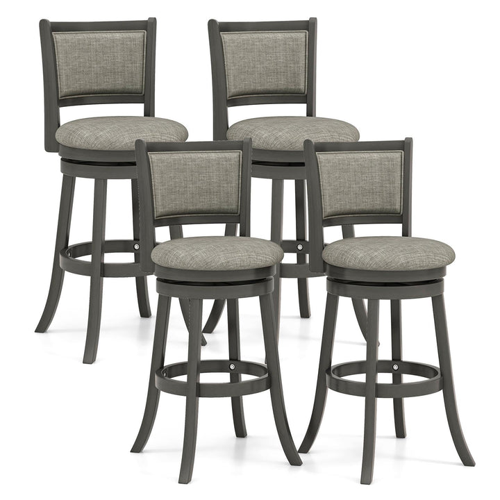 Giantex Swivel Counter Height Bar Stools Set of2/ 4, Upholstered Vintage Barstools w/Back