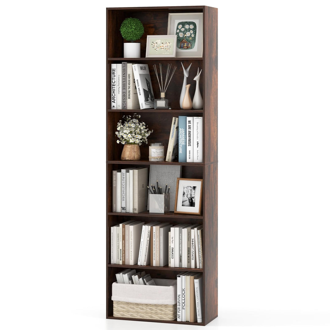 Giantex 6-Tier Bookcase, 70" Tall Wooden Bookshelf, Freestanding Storage Organizer w/Open Shelves