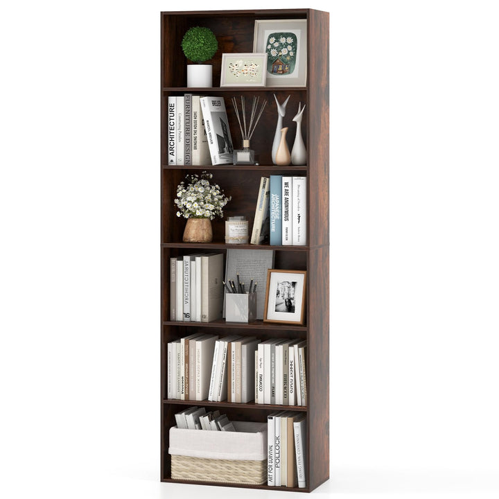 Giantex 6-Tier Bookcase, 70" Tall Wooden Bookshelf, Freestanding Storage Organizer w/Open Shelves