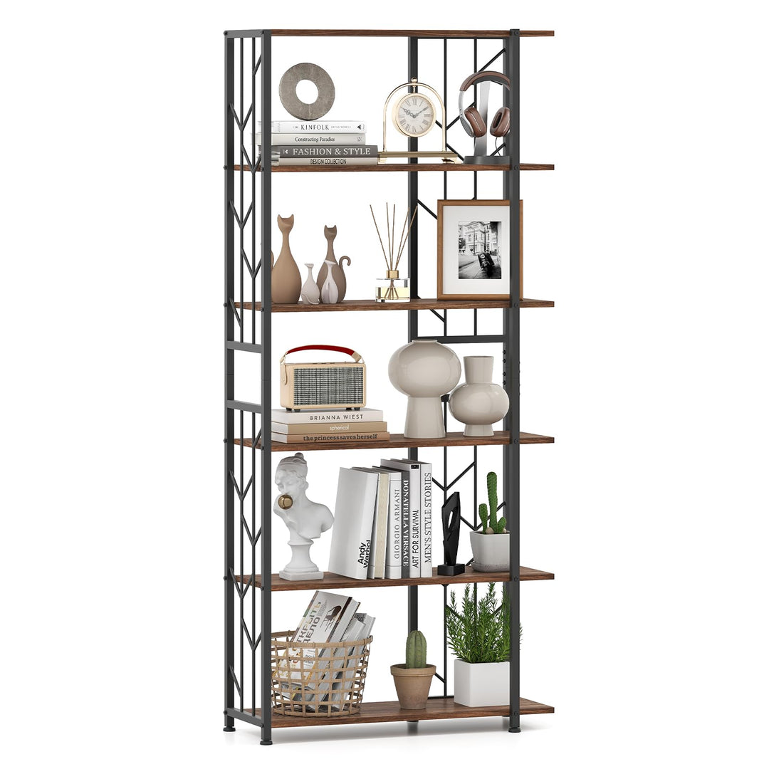 Giantex 6-Tier Bookshelf Modern Geometric Bookcase with Heavy-Duty Metal Frame