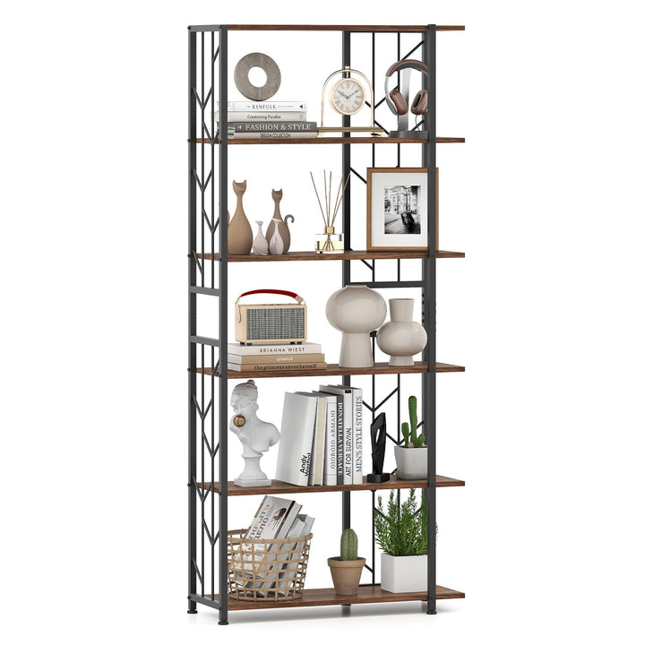 Giantex 6-Tier Bookshelf Modern Geometric Bookcase with Heavy-Duty Metal Frame