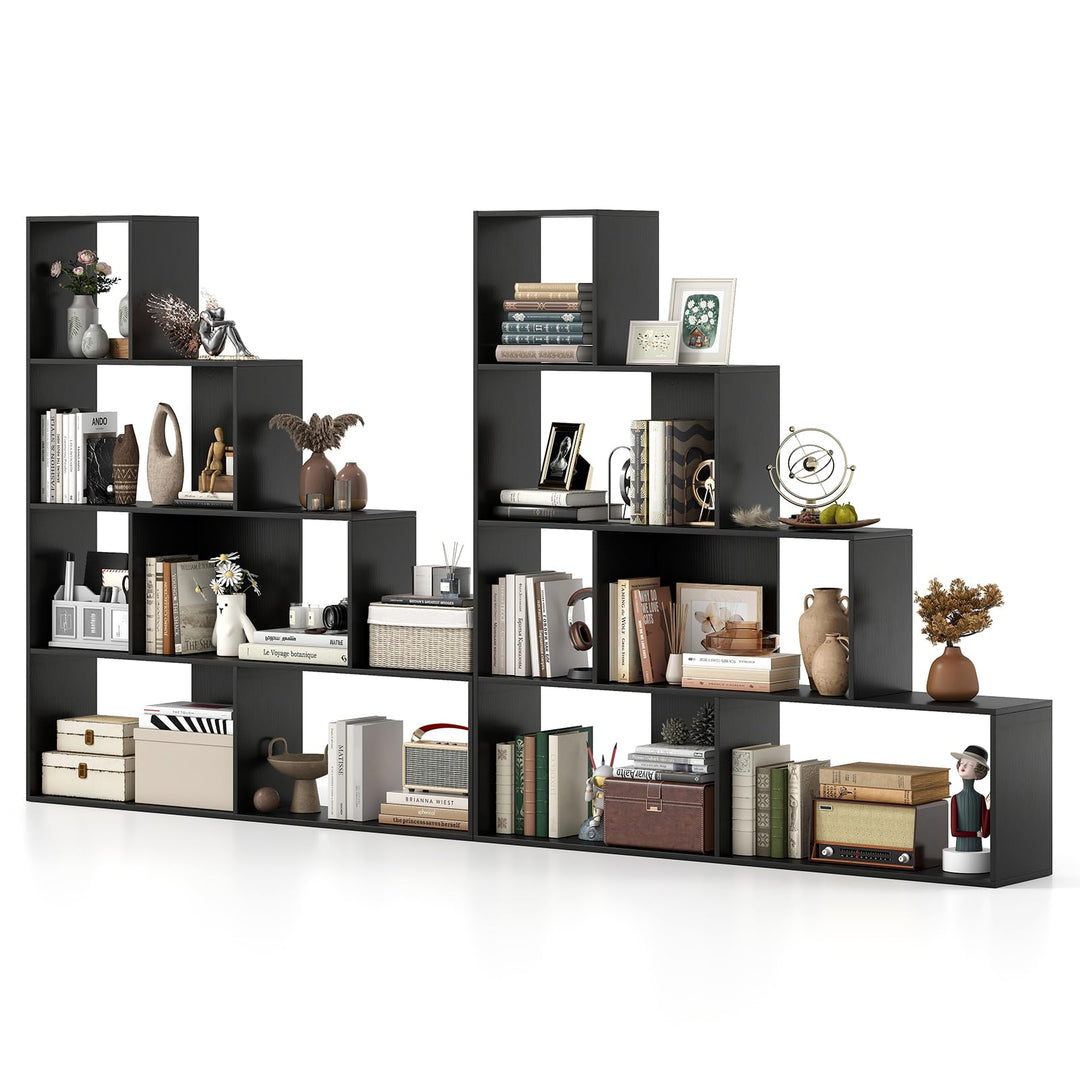 Giantex 6 Cube Geometric Bookshelf, 4-Tier L-Shaped Bookcase with Cubes