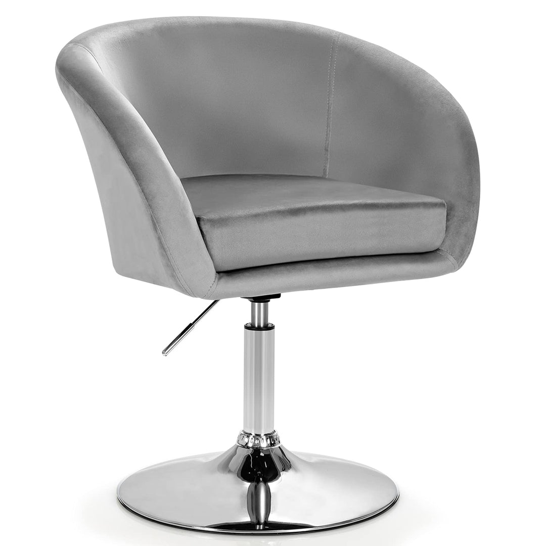 Height Adjustable Modern Velvet Makeup Chair with Chrome Frame