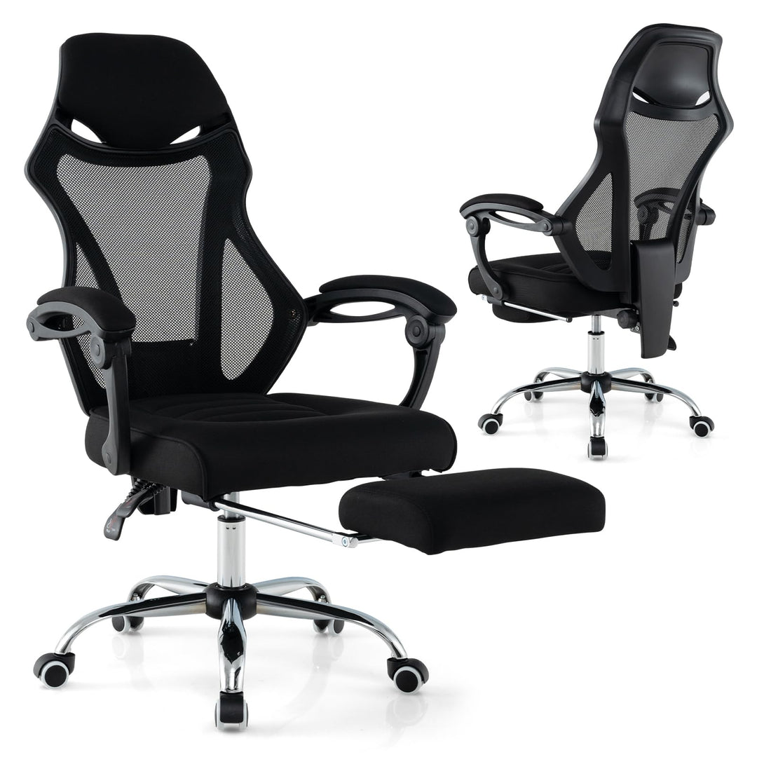 Giantex Ergonomic Desk Chair with Footrest, Mesh Office Chair with Height-Adjustable & Tilting Backrest