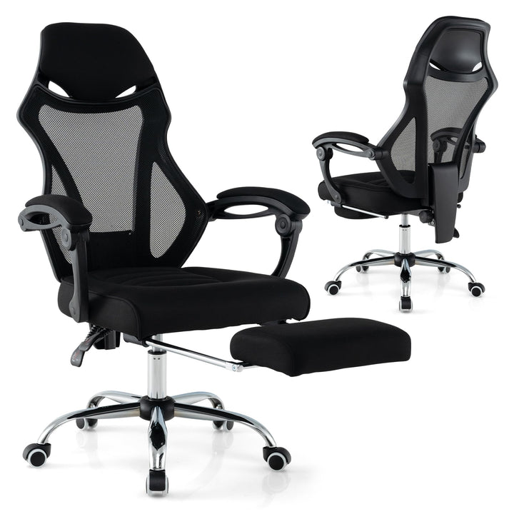 Giantex Ergonomic Desk Chair with Footrest, Mesh Office Chair with Height-Adjustable & Tilting Backrest