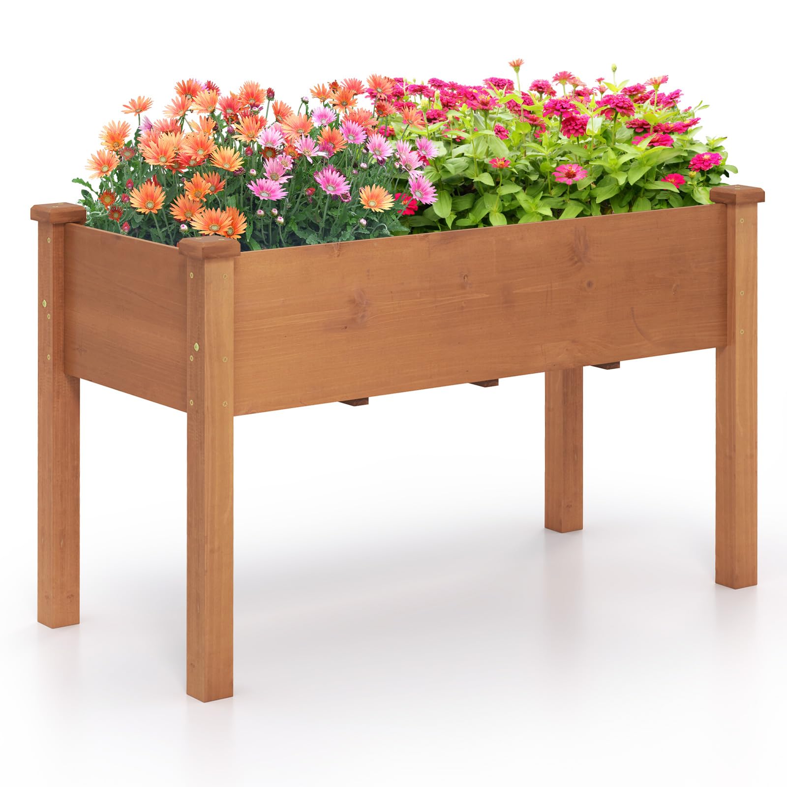 49" L x 23 W x 30 H Elevated Wood Planter Box with Protective Liner and Drain Hole
