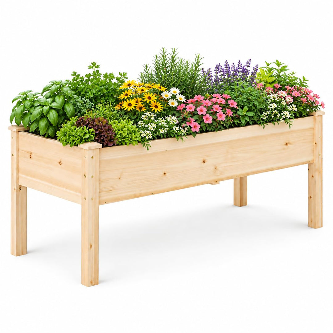 GIANTEX 48" Fir Wood Raised Garden Bed with Legs (1/2)