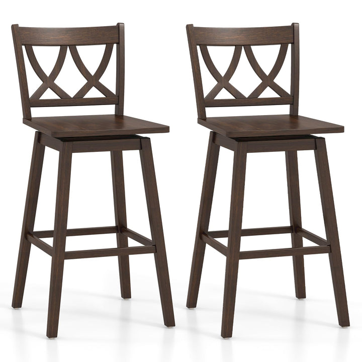 Giantex 29" Bar Stools Set of 2/4, Swivel Wooden Bar Chairs with Rubber Wood Frame, for Kitchen Island, Restaurant & Pub, Dark Grey