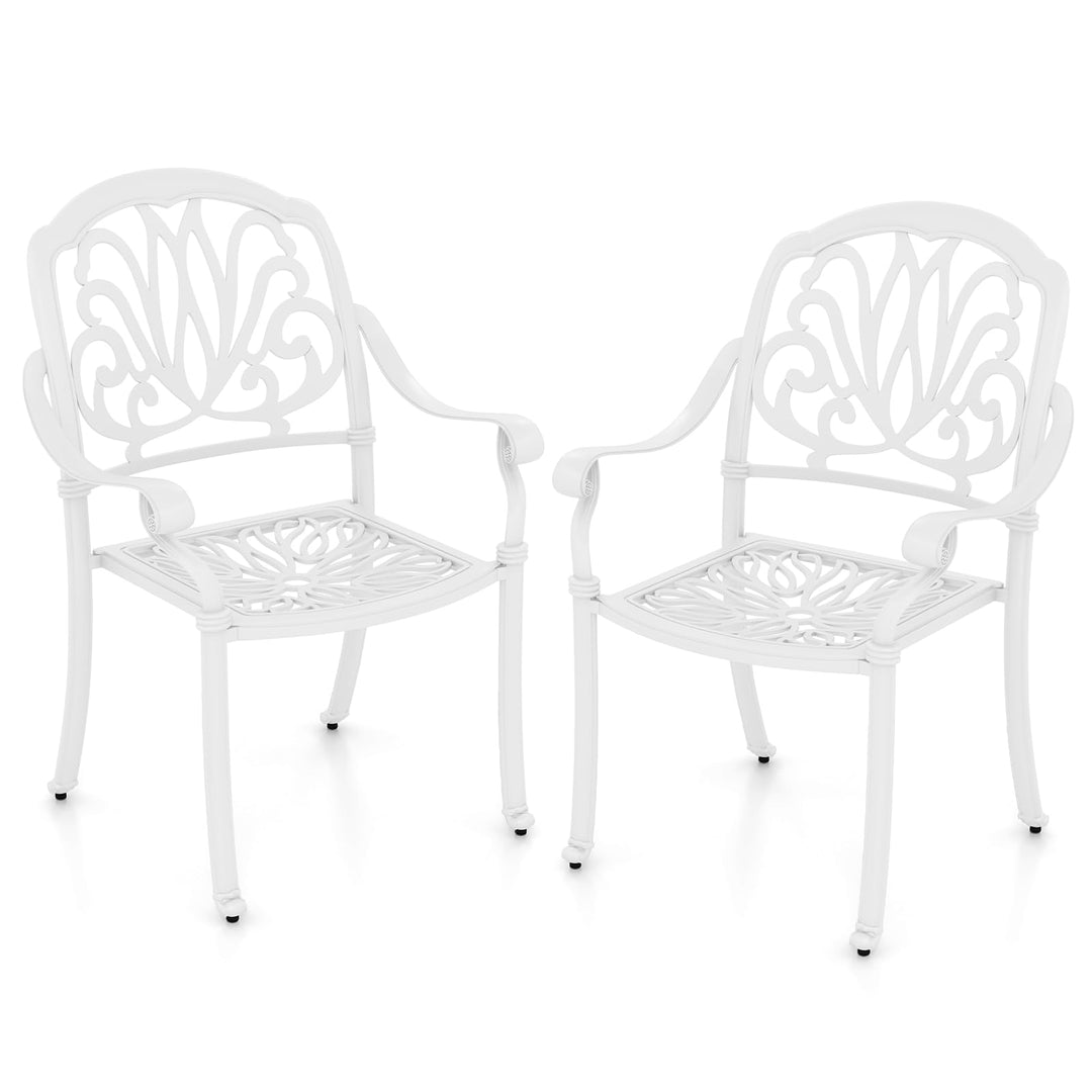 Giantex Patio Chairs, Stackable Cast Aluminum Outdoor Chairs for Lawn Porch Garden Yard