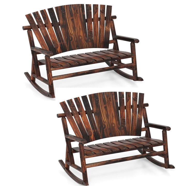 Giantex 1/2 Pcs Outdoor Wooden Rocking Bench（51”x38”x46”）