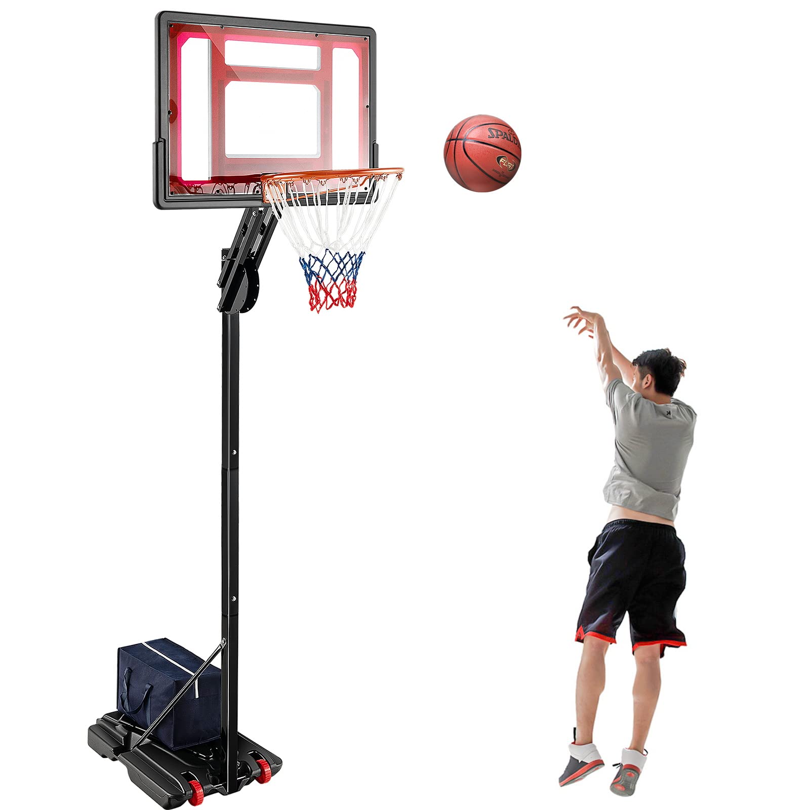 Giantex 10 Ft Basketball Hoop Outdoor - 5 FT to 10 FT Height Adjustable Indoor Portable Basketball Goal System with 2 Wheels