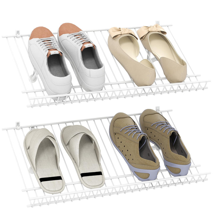 Giantex Wall Mounted 24" Shoe Rack Set of 2 Metal Wire Storage Shelf