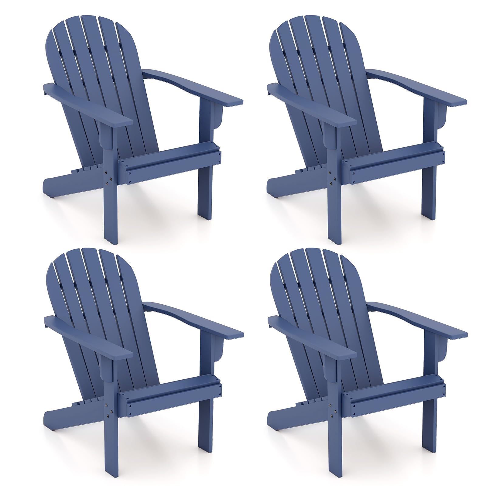 Giantex Acacia Wood Adirondack Chair Set of 1/2/4, Outdoor Fire Pit Chair with 105° Inclined Seat
