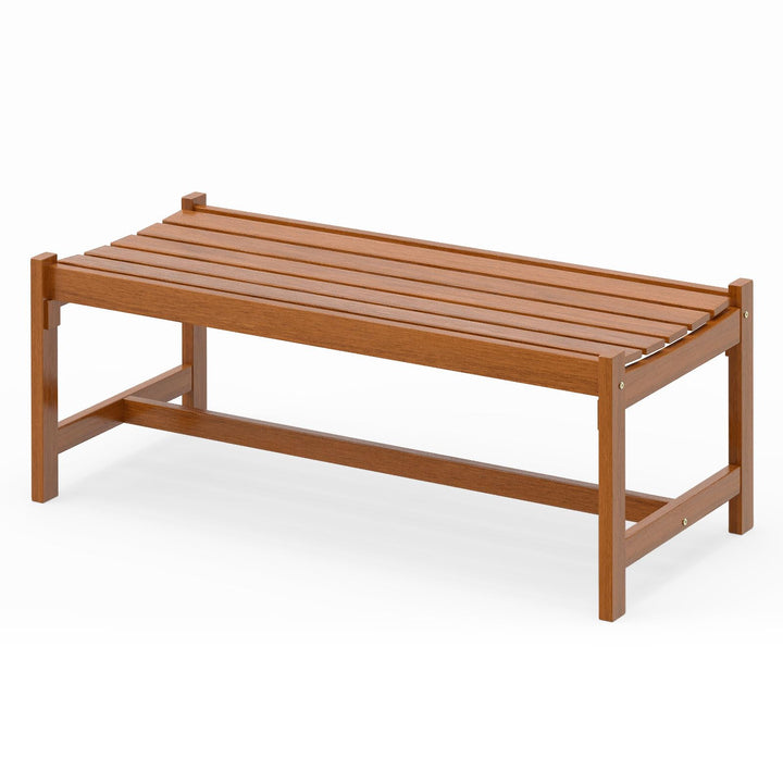 Giantex Solid Wood Patio Bench with Curved Slatted Seat