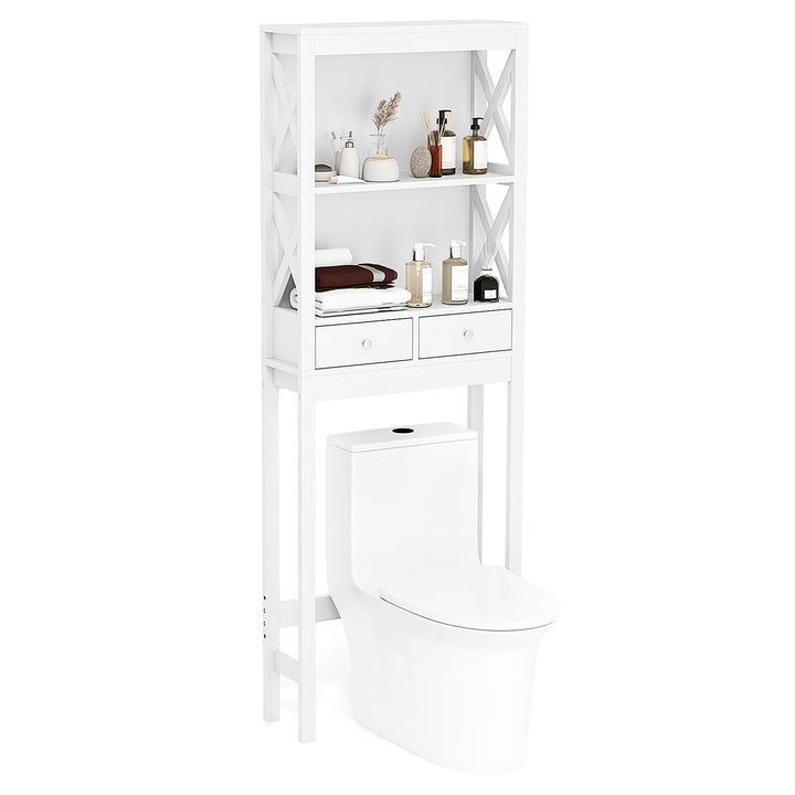 Giantex Over The Toilet Storage Cabinet, 65" Tall Freestanding Bathroom Organizer with Open Shelves