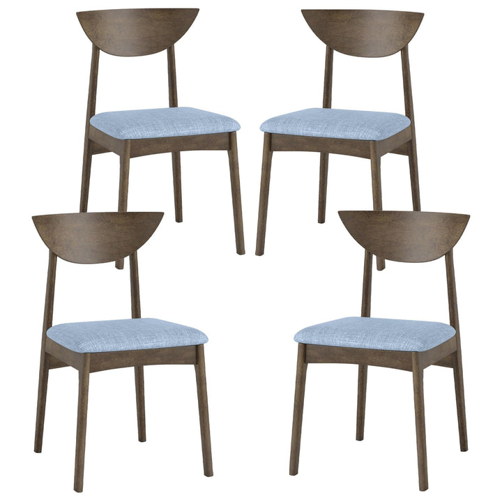 Giantex Wooden Dining Chairs Set of 2/4 Linen Fabric Upholstered Kitchen Chairs