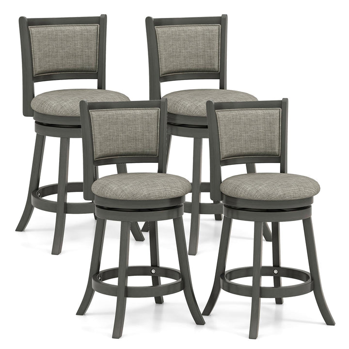 Giantex Swivel Counter Height Bar Stools Set of2/ 4, Upholstered Vintage Barstools w/Back