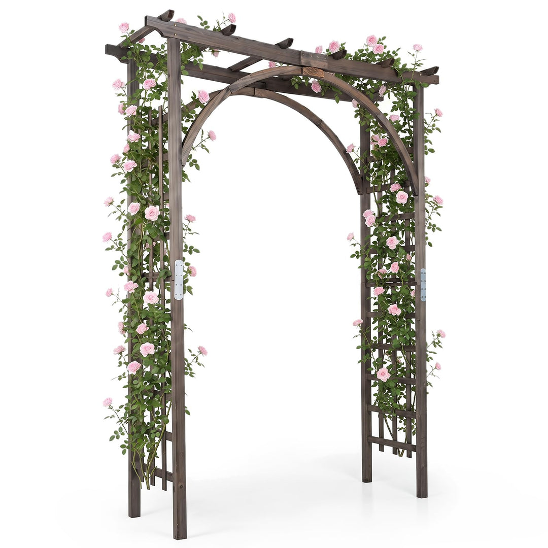Giantex 85" Wood Garden Arch Trellis with Flat Top for Climbing Plants