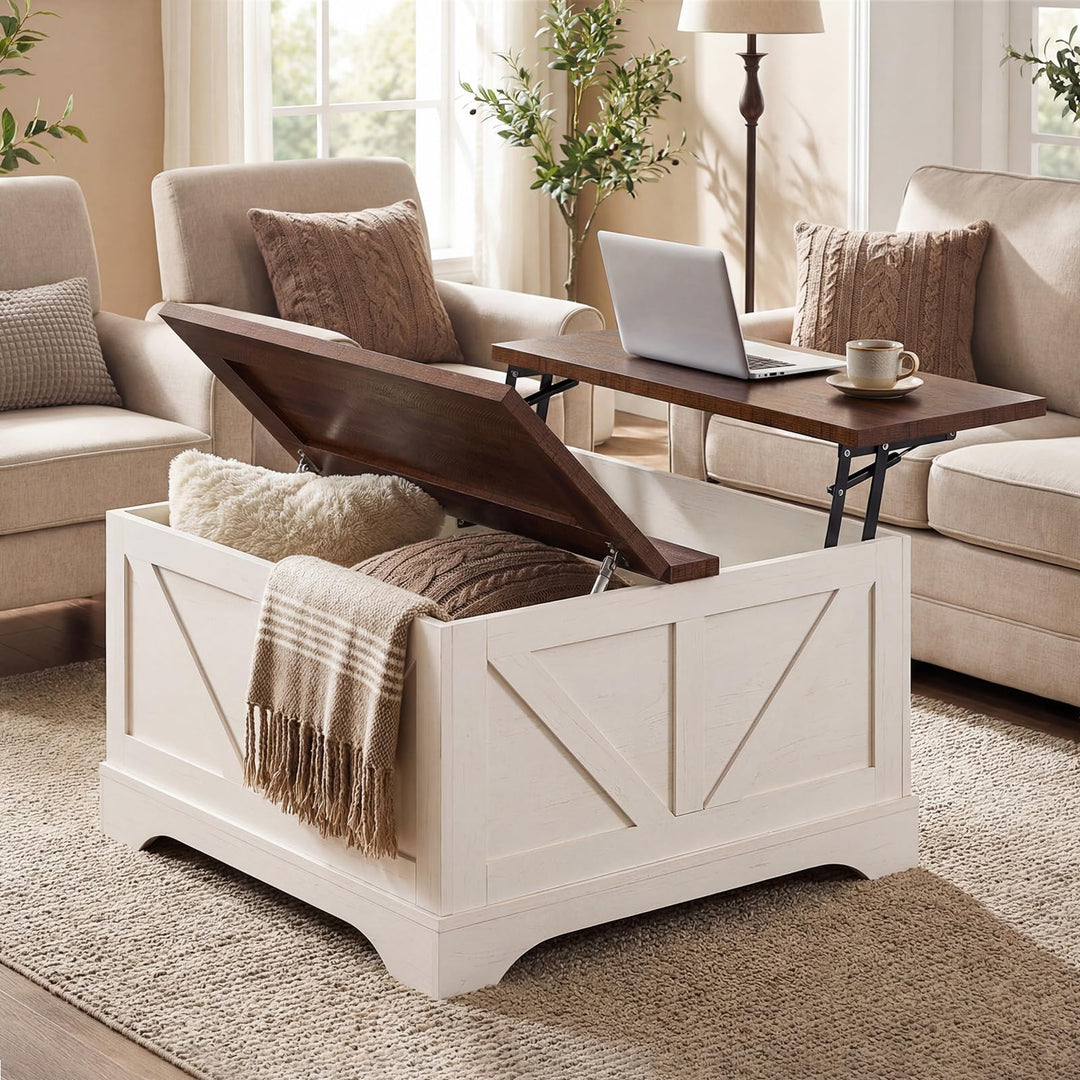 Giantex 31.5" Square Farmhouse Lift Top Coffee Table with Storage