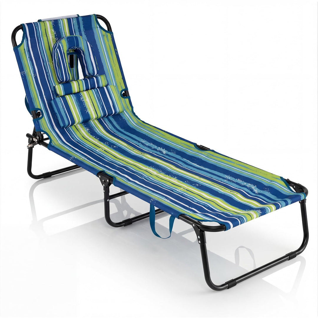 Giantex Folding Beach Tanning Chair Adjustable Face Down Patio Lounge Chair
