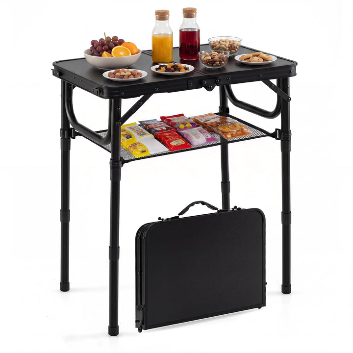 Giantex 2 FT Folding Camping Table Max 28" with 3 Adjustable Heights