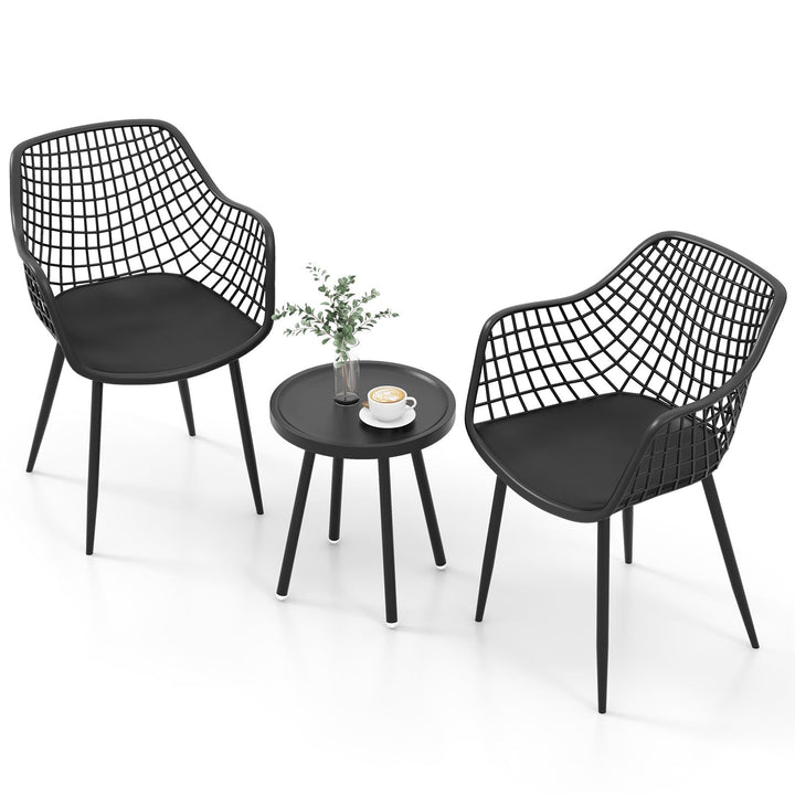 Giantex 3 Piece Patio Furniture Set, Outdoor Bistro Table and Chairs Set of 2, PP Seat & Metal Legs