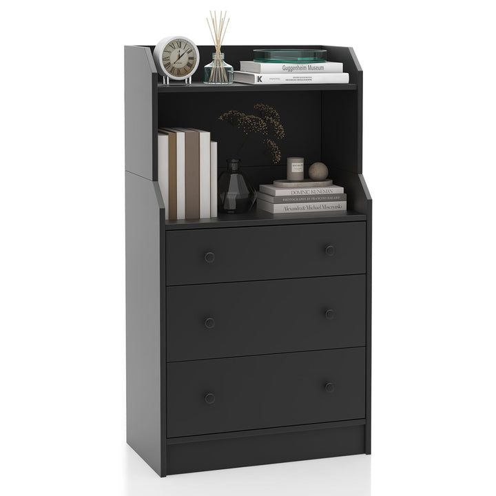 Giantex 3 Drawers Dresser for Bedroom - Modern Storage Dresser Chest of Drawers with 2 Shelves, 3 Pull-Out Drawers