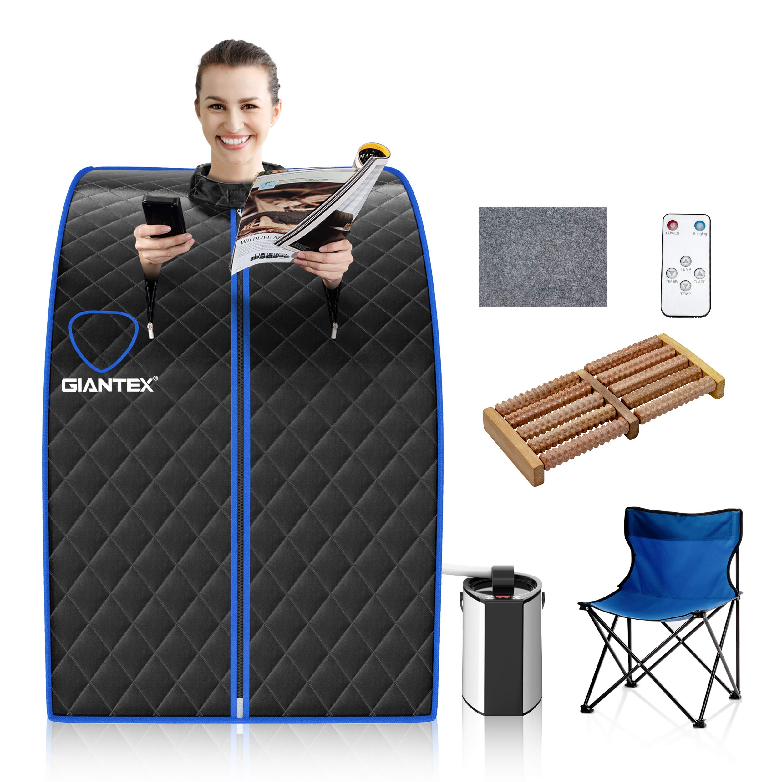 Giantex Portable Steam Sauna, Personal Therapeutic Sauna for Detox, Temperature & Timer Adjustable