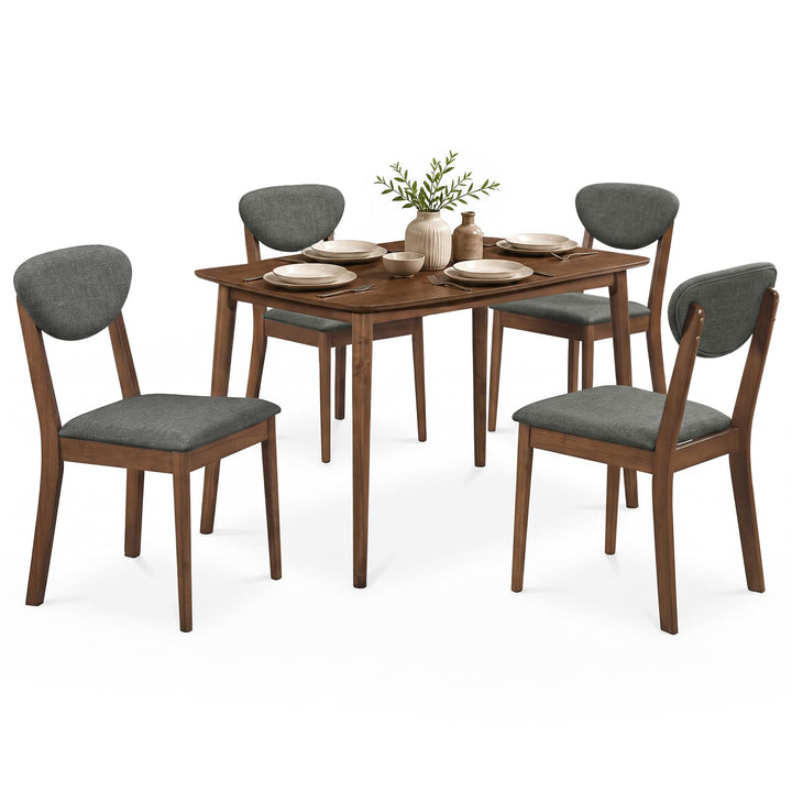 Giantex Mid-Century Modern Kitchen Table and Upholstered Chairs Set for 4
