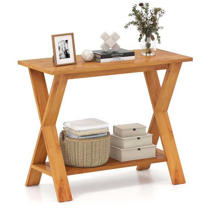 Giantex Solid Teak Wood Console Table