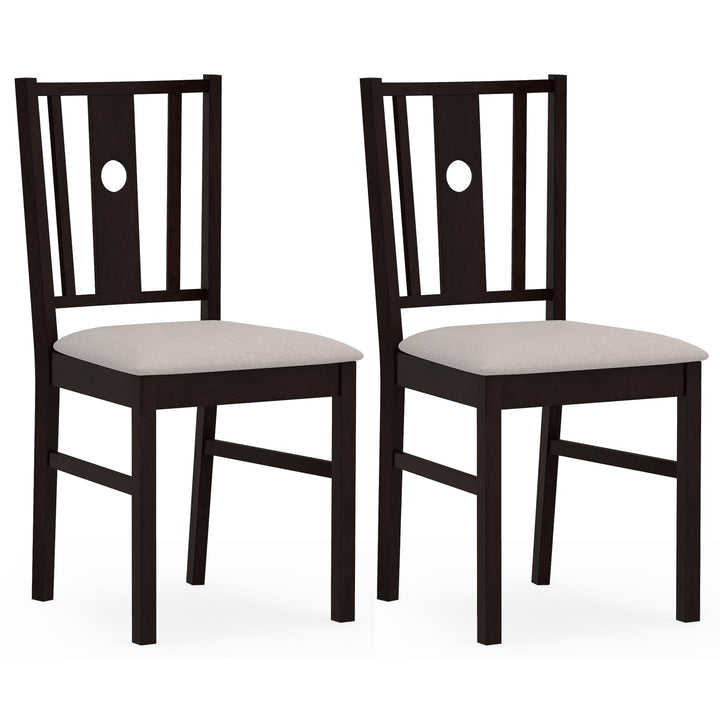 Giantex Wood Dining Chairs w/Fabric Padded Seat &amp; Slatted Curved Back (2/4)