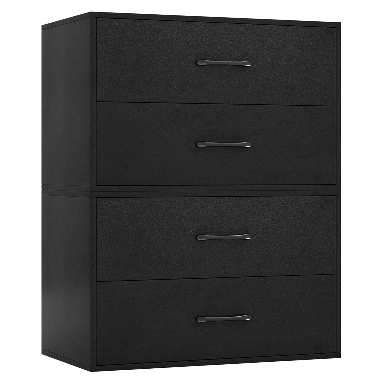 Giantex Stackable Drawers for Closet, 2-Drawer Short Dresser, Multi-Purpose Storage Cube with Anti-Scratch Pads(1/2, Black)