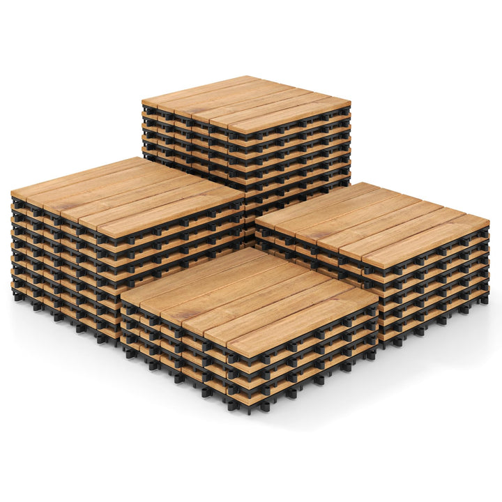 Giantex 30 PCS Acacia Wood Interlocking Patio Deck Tiles