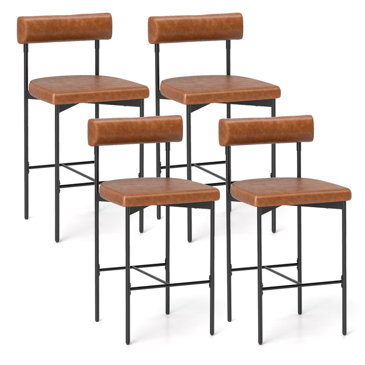 Giantex Counter Height Bar Stools, 26 Inch Upholstered Bar Chairs with Back