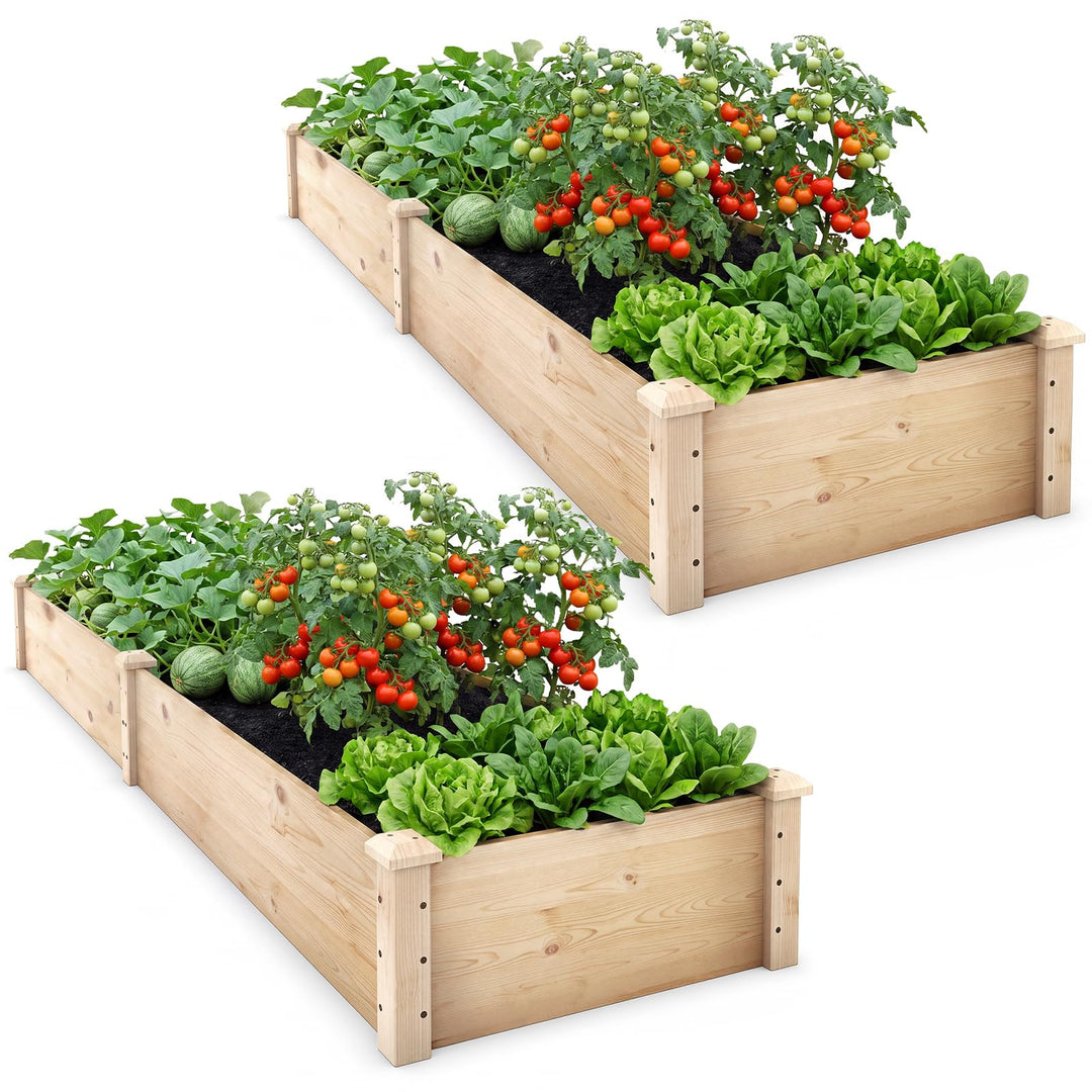 GIANTEX 95" Wooden Raised Garden Bed Rectangular Planter Box