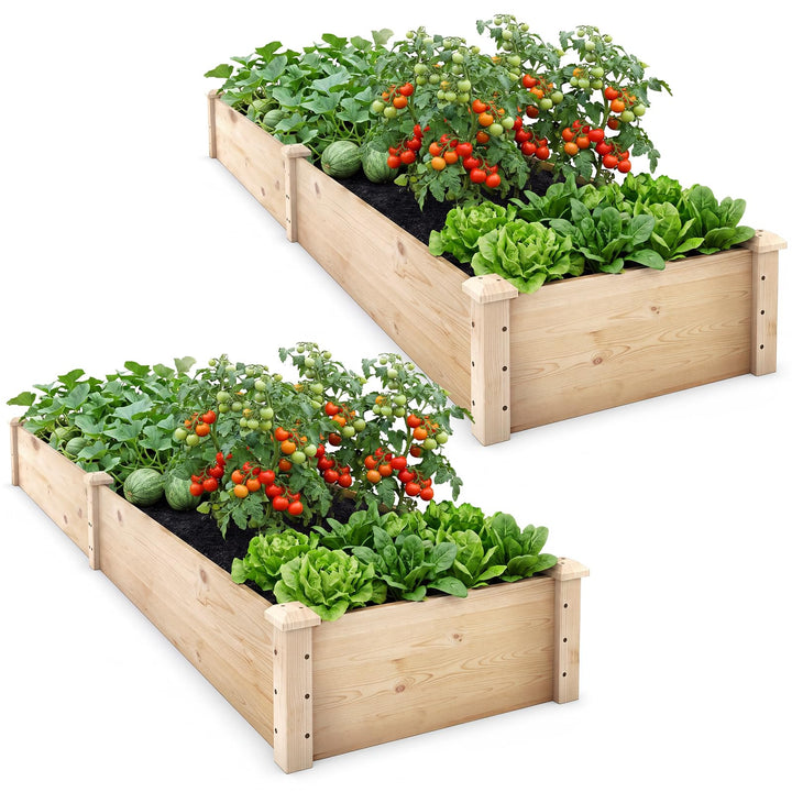 GIANTEX 95" Wooden Raised Garden Bed Rectangular Planter Box