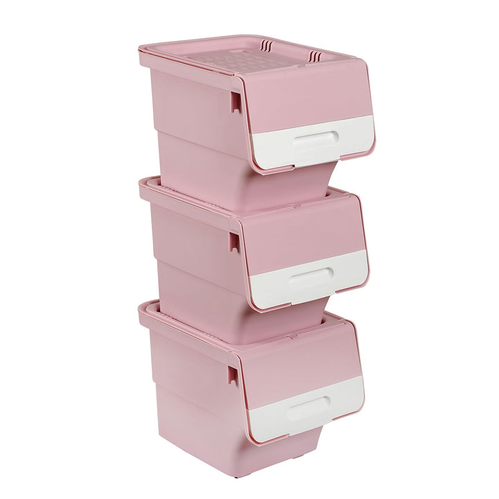 Giantex Plastic Stackable Storage Bins with Lids & Wheels
