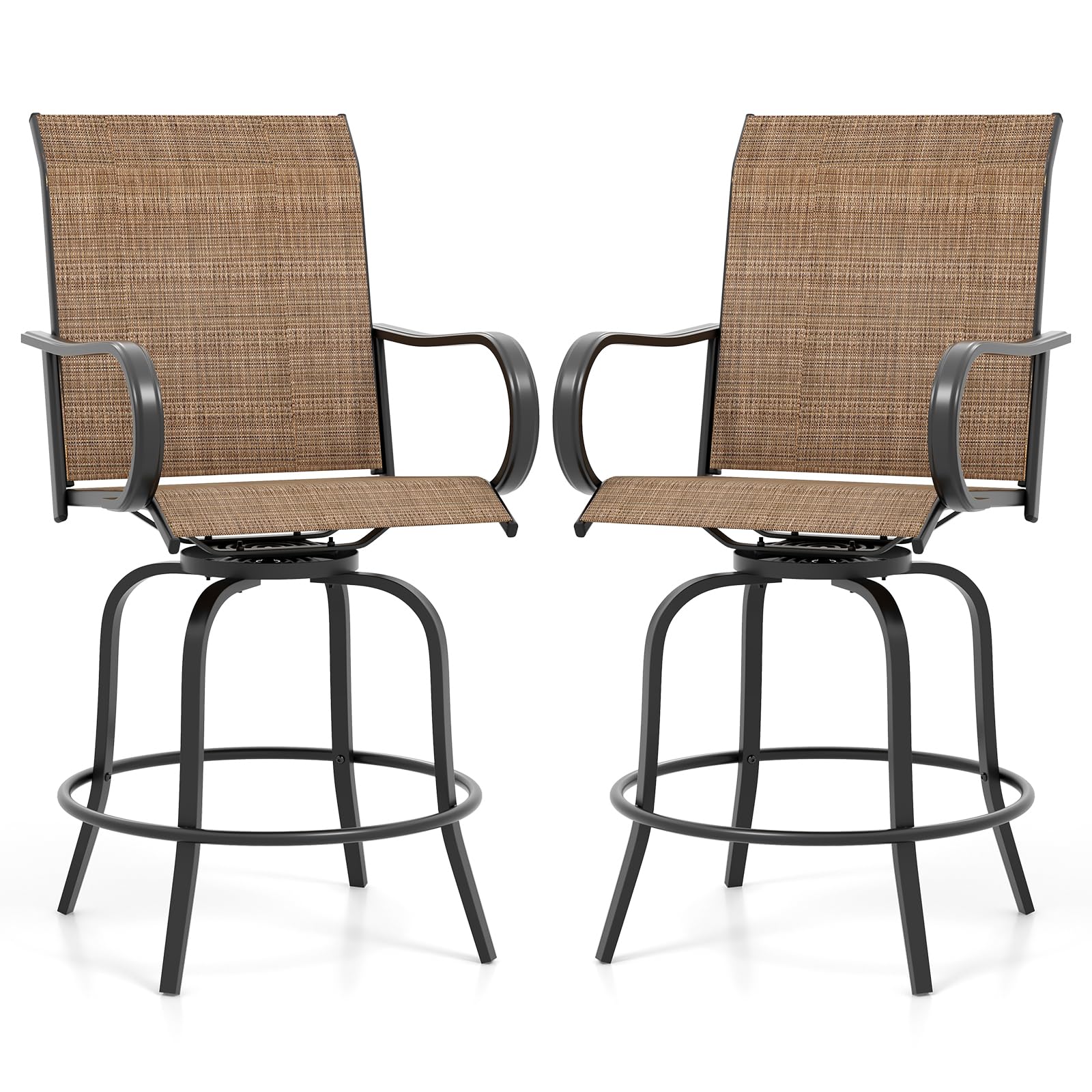 Giantex Swivel Outdoor Bar Stools, All-Weather Bar Height Patio Chairs