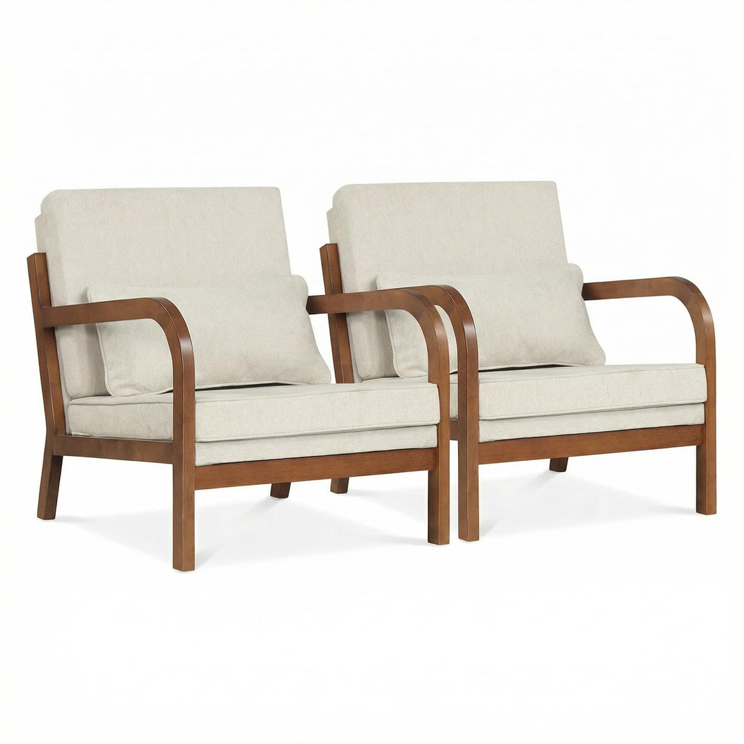 Giantex Mid-Century Modern Accent Chair with Lumbar Pillow