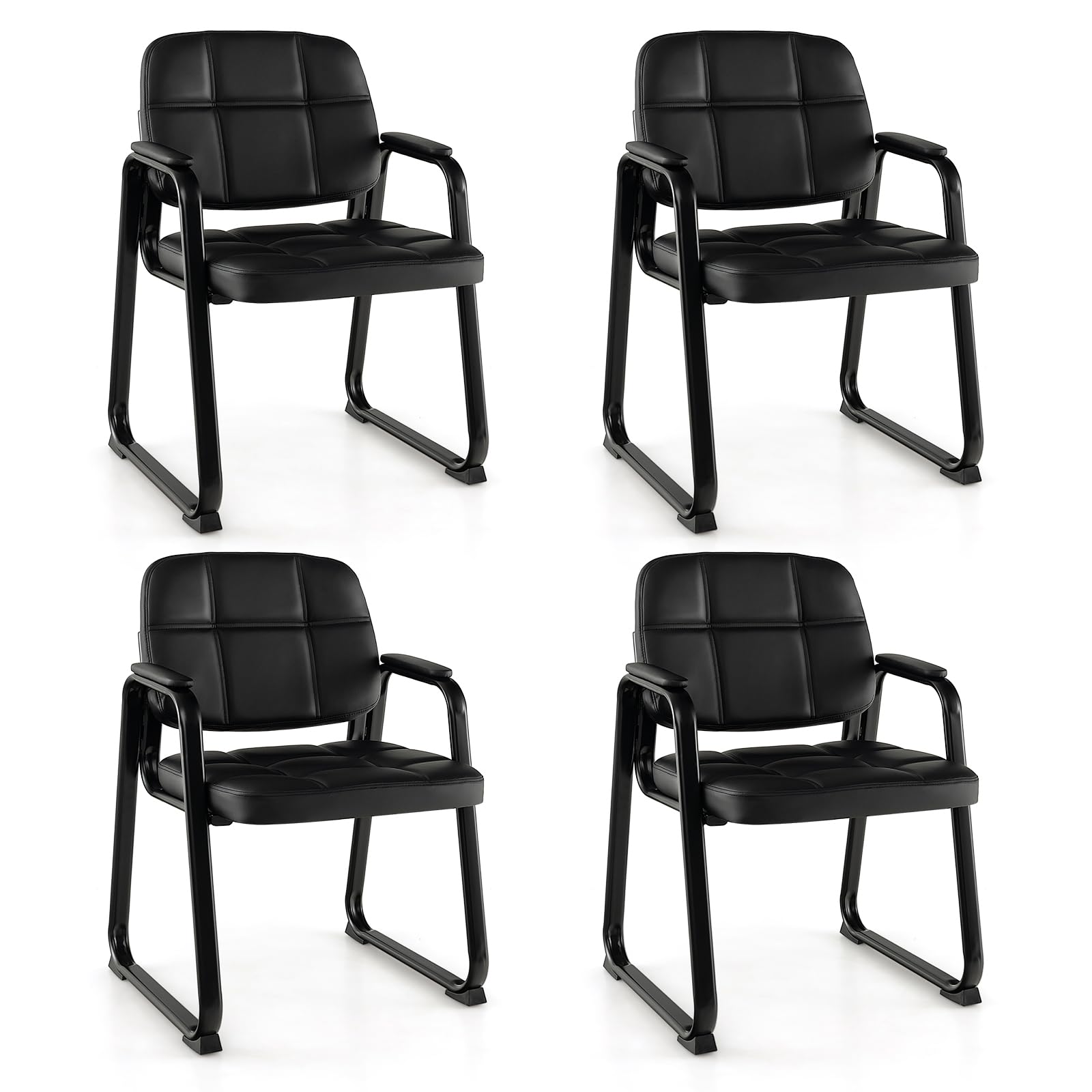 Giantex Waiting Room Chairs, Reception Guest Chair with Padded Armrests, Metal Frame & Sled Base