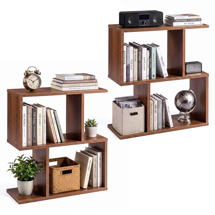GIANTEX 3-Tier Wood S-Shaped Geometric Bookshelf
