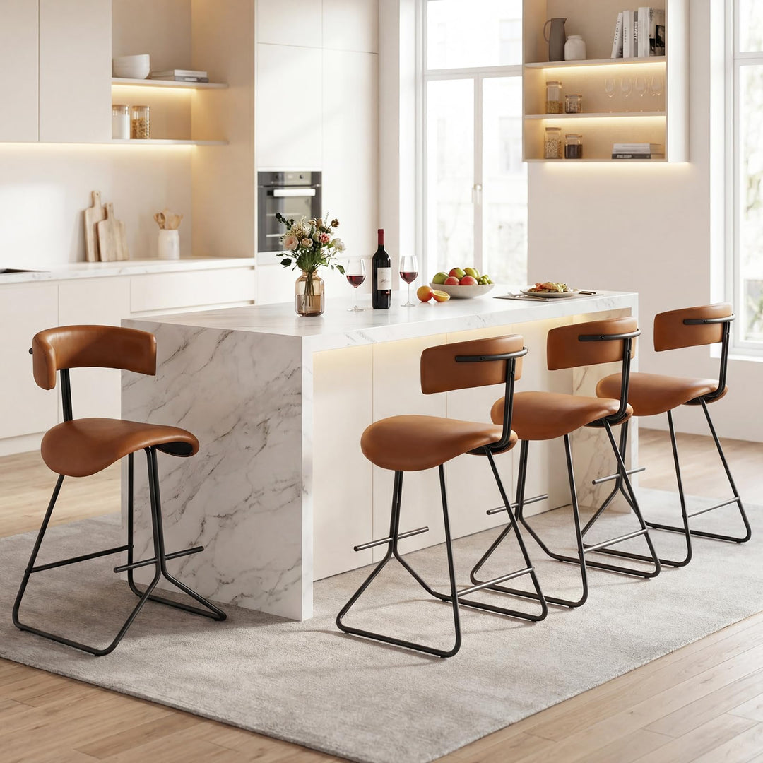 Giantex 25" Fabric Upholstered Armless Counter Height Chairs with Metal Legs &amp; Footrest