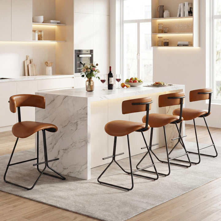 Giantex 25" Fabric Upholstered Armless Counter Height Chairs with Metal Legs &amp; Footrest