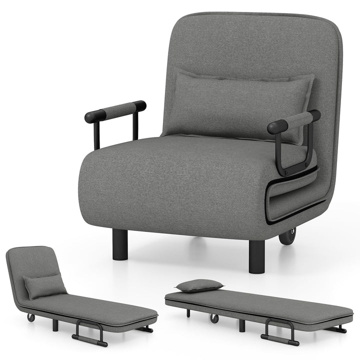 Giantex Convertible Sofa Bed, 3-in-1 Folding Sleeper Chair with 5-Position Adjustable Backrest, Wheels, 2 Legs