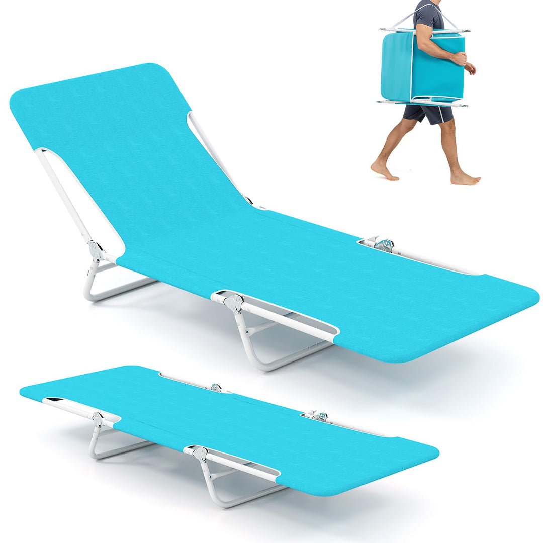 Giantex Patio Lounge Chair with 5-Position Carry Strap &amp; Metal Frame